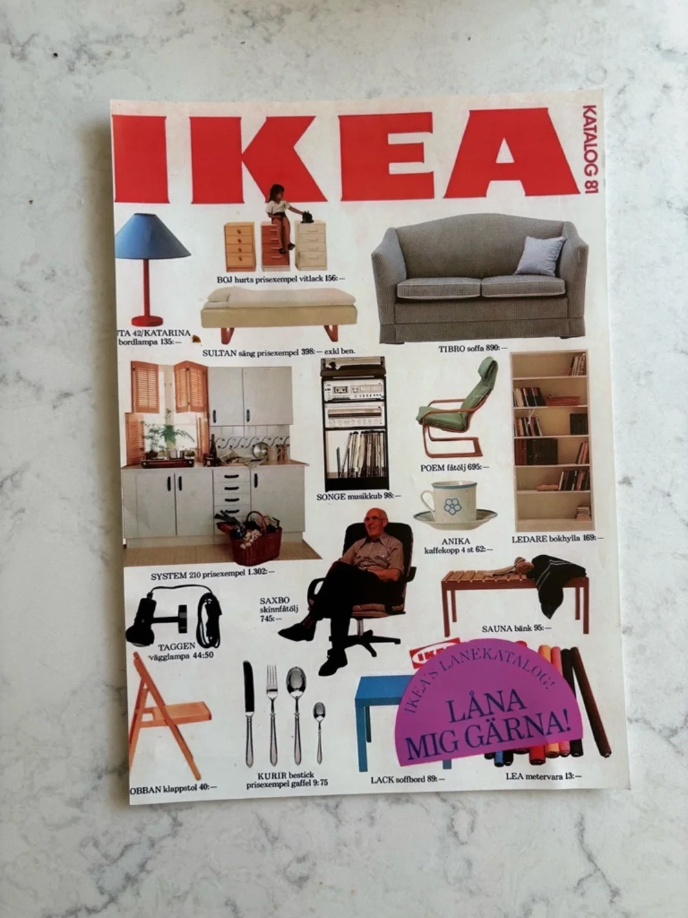 1983 Vintage IKEA Poster - Red with Multicolor Product Illustrations